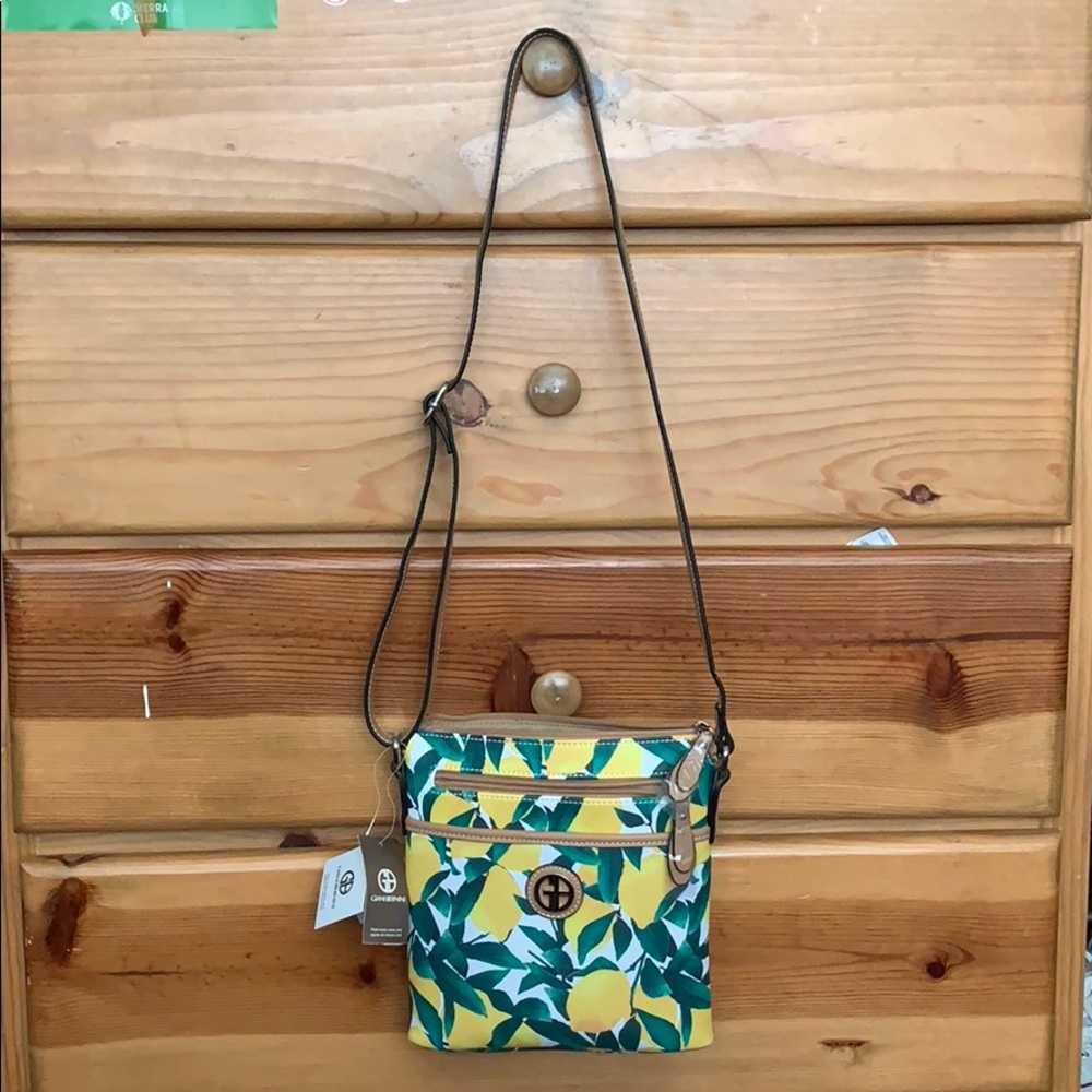 Giani Bernini lemon print saffiano crossbody bag